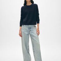 Cashmere Rib Trim Crewneck