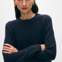 Cashmere Rib Trim Crewneck