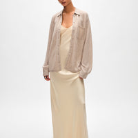 Cashmere Embroidered Trim Button Down Shirt