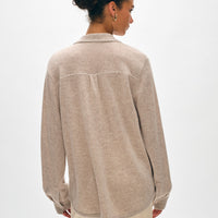 Cashmere Embroidered Trim Button Down Shirt