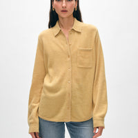 Cashmere Embroidered Trim Button Down Shirt