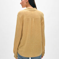 Cashmere Embroidered Trim Button Down Shirt