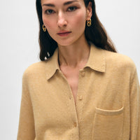 Cashmere Embroidered Trim Button Down Shirt