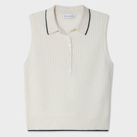 Cashmere Cable Sleeveless Polo