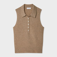 Cashmere Cable Sleeveless Polo