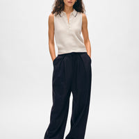 Cashmere Cable Sleeveless Polo