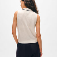 Cashmere Cable Sleeveless Polo
