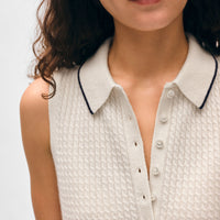 Cashmere Cable Sleeveless Polo