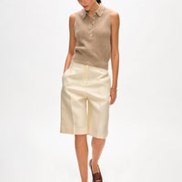 Cashmere Cable Sleeveless Polo