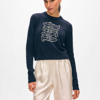 Cashmere Sardine Embroidered Crewneck