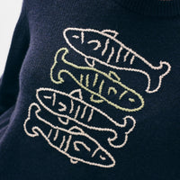Cashmere Sardine Embroidered Crewneck