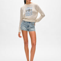 Cashmere Sardine Embroidered Crewneck