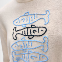 Cashmere Sardine Embroidered Crewneck