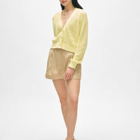 Linen Blend Ribbed Cardigan