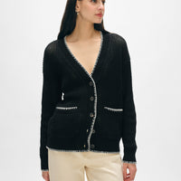 Cotton Blanket Trim Cardigan