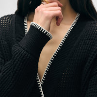 Cotton Blanket Trim Cardigan