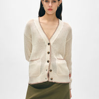 Cotton Blanket Trim Cardigan