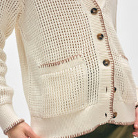 Cotton Blanket Trim Cardigan