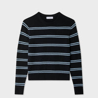 Fine Cotton Bouclé Striped Crewneck