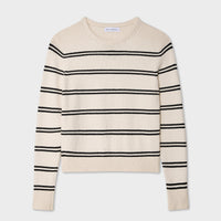 Fine Cotton Bouclé Striped Crewneck