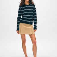 Fine Cotton Bouclé Striped Crewneck