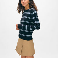 Fine Cotton Bouclé Striped Crewneck