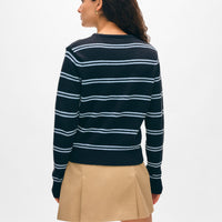 Fine Cotton Bouclé Striped Crewneck