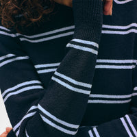 Fine Cotton Bouclé Striped Crewneck