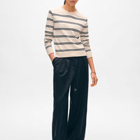 Fine Cotton Bouclé Striped Crewneck