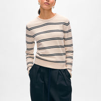 Fine Cotton Bouclé Striped Crewneck