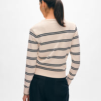 Fine Cotton Bouclé Striped Crewneck