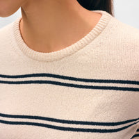 Fine Cotton Bouclé Striped Crewneck