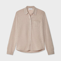 Cashmere Embroidered Trim Button Down Shirt