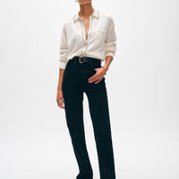 Cashmere Embroidered Trim Button Down Shirt
